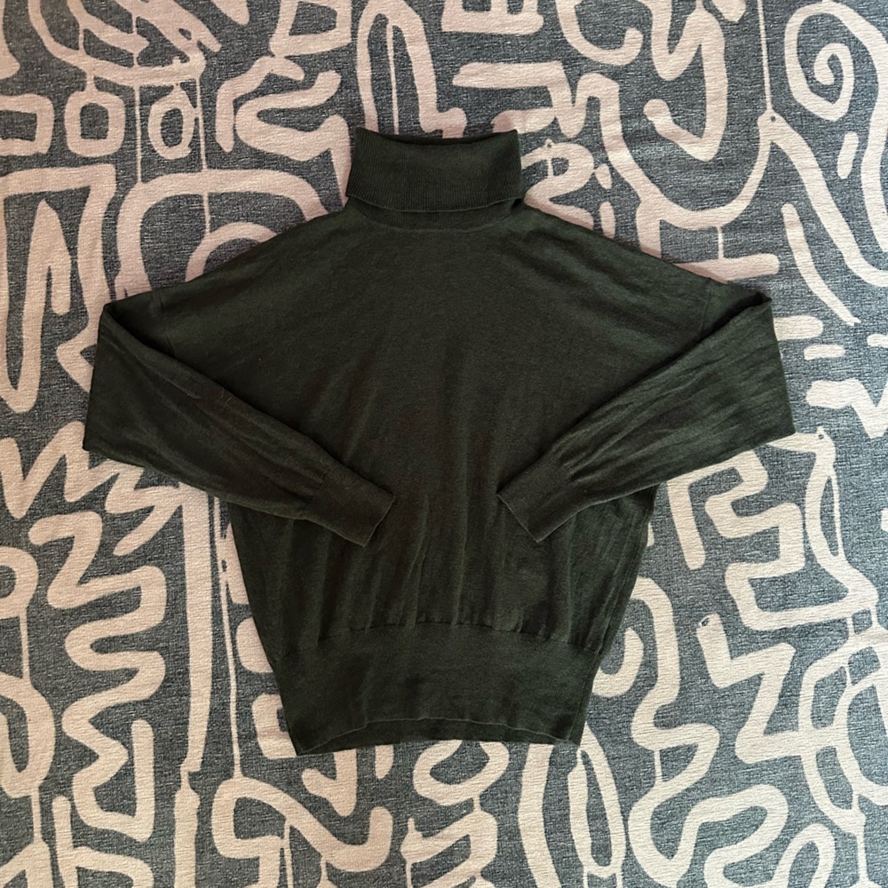 Madewell Medium Olive Green Knit Turtleneck Sweater